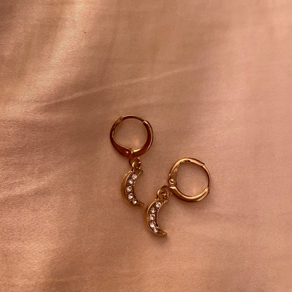 Bedazzled Crescent Moon Earrings
